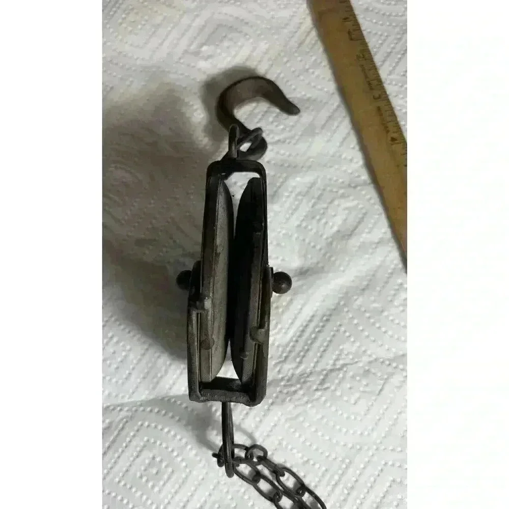 Metal pulley with hook Farmhouse Decor New